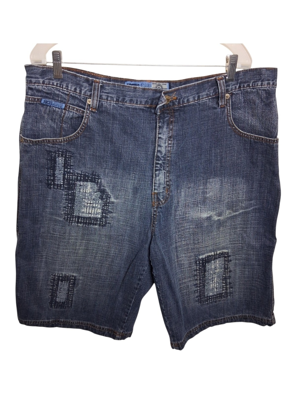 Focus Jeans Mens 38 Blue Denim Baggy Skater Y2K Hip Hop Distressed Grunge Shorts